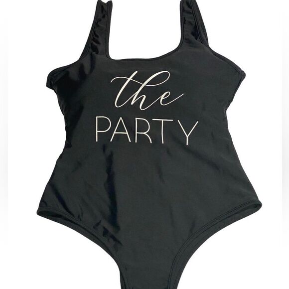 Black High Cut One Piece Swimsuit "The Party" Size Large - Picture 5 of 6